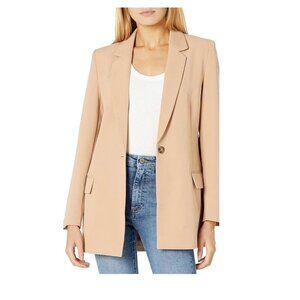 The Drop Women's Blake Long Blazer LARGE Praline NWT